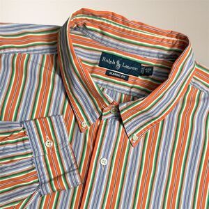 Ralph Lauren Big Multicolor Stripe Button Down Shirt Classic Fit Cotton Mens 4XB